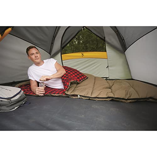 Guide Gear Canvas Hunter Sleeping Bag 0-Degree Fleece Lined Hooded for Adults Warm Winter Cold Weather Lightweight Portabl...