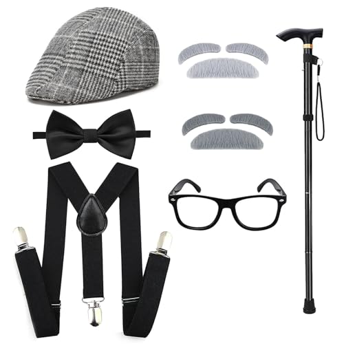 CONNICS Kids 100th day of school costume for Boys, Old man dress up for kid, Old person costume For Boy，Grandpa Costume Kids
