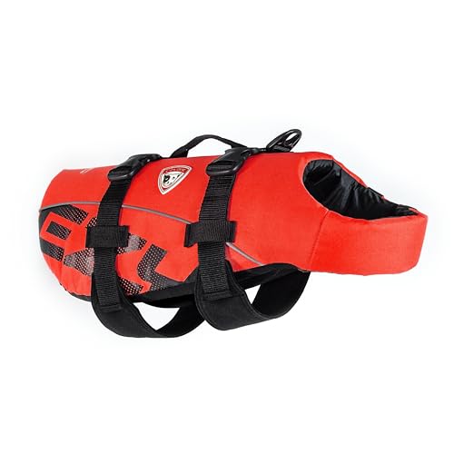 Ezydog DFD Dog Life Jacket - Adjustable Swimming Safety Vest with Reflective Trim & Durable Grab Handle - 50% More Flotati...