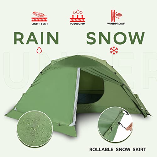 1/2 Person Backpacking Tent for 4-Season - Winter Waterproof Tent for One Person, Lightweight Camping Gear for Backpackin...