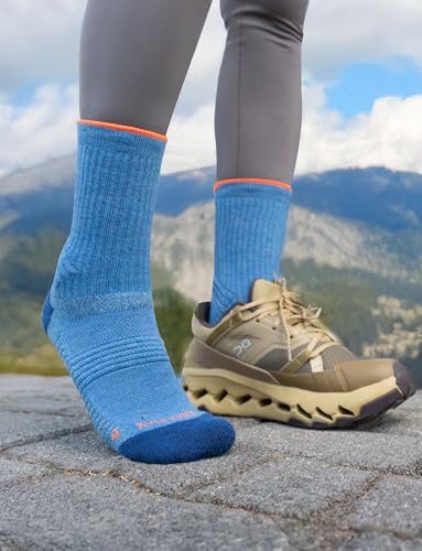 Juclise Womens Merino Wool Breathable Hiking Socks Lightweight Compression Seamless Moisture Wicking Anti-Blister Cushioned