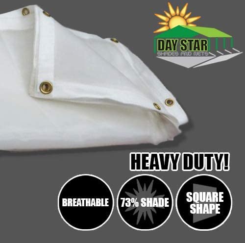 (White) Super Heavy Duty Mesh Tarp Net Sail Sun Shade Awning and Fence Screen Patio and Canopy Cover (6' x 10') Finished S...