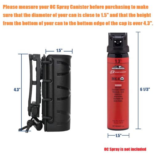 TACNEX Open Top OC/Mace Spray Holster for Duty Belt/Vest Quick Release Pepper Spray Case MK3/MK4 Canister Holder Polymer C...