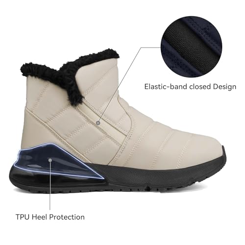 CENNID Women's Winter Snow Boots Wide Waterproof Warm Fur Lined Slip on Ankle Booties Orthopedic Boots Outdoor Insulated W...