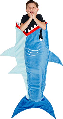 Silver Lilly Animal Tail Blanket - Plush Animal Sleeping Bag Blanket for Kids (Blue Shark)