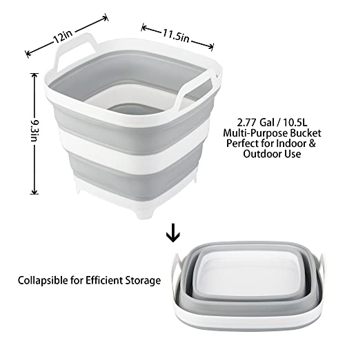 2 Pack Collapsible Ice Bucket with 2.77 Gal / 10.5L Each, Foldable Bottle Drink Cooler for Wine, Beer and Champagne, Space...