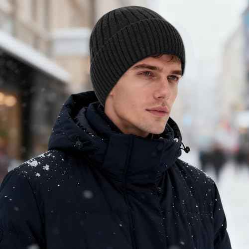 Winter Fleece Lined Beanie Hat for Men Women, Unisex Fashion Thermal Cuffed Knit Skullcap Warm Winter Hat