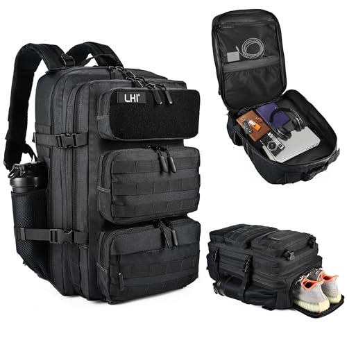 LHI Tactical Military Backpack for Men and Women 25L/35L Army Assault Pack Bag Small Rucksack with Bottle Holder
