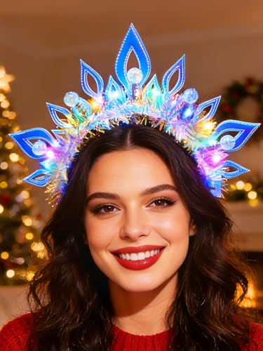 Urieo Christmas Light Up Headband LED Halo Headbands Holiday Hair Accessories for Women