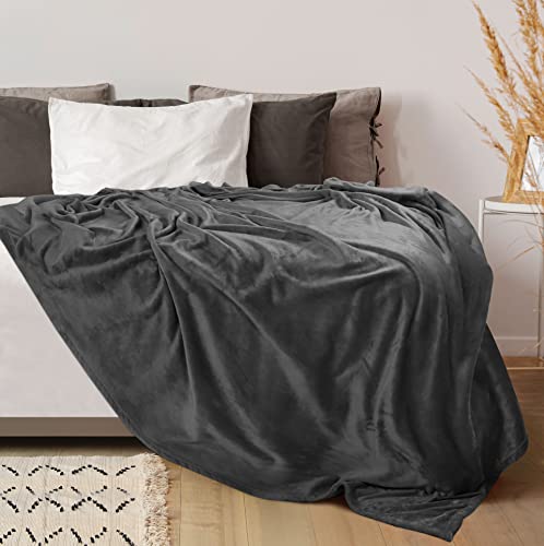 Utopia Bedding Fleece Blanket Queen Size Grey (90x90 Inches) Ultra Soft Warm Lightweight Microfiber Breathable Anti-Static...