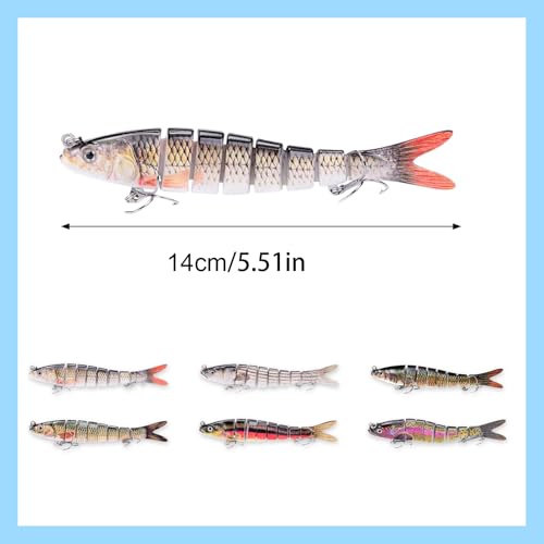 Fishing Lures,Lifelike Swimming Jigging Fishing Lures Double-Blade Rotating Tail for Crappie Walleye Trout Floating Lure f...
