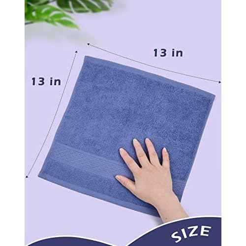Cleanbear 100% Cotton Wash Cloths 12 Pack Bath Washcloths Facecloths, 13 by 13 Inches Large Bathroom Washcloth Set 12 Assorted Colors (Multi, 12)
