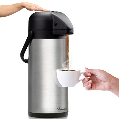 Coffee Carafe for Keeping Hot - 102oz/3L Airpot Coffee Dispenser with Pump - Insulated Stainless Steel Hot Beverage Dispen...