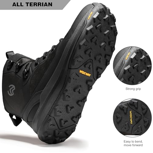 WIDEWAY Men's Lightweight Military Tactical Boots Non-Slip Work Boots For Men Comfortable All Day Waterproof Hiking Boots ...