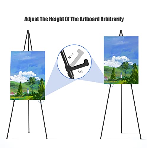 Easel Stand for Sign, Aredy 63" Portable Painting Easel, Lightweight Metal Easels for Painting Canvas, Wedding Sign (2 Pack)