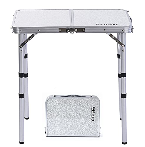 YUFIFAIRY Small Folding Table Portable, 24''L x16''W Foldable Camp Table with 3 Adjustable Height, Indoor Outdoor Lightwei...