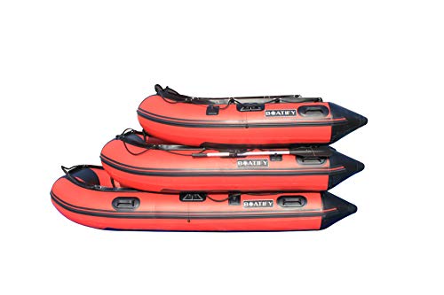 Boatify 8.9 ft Inflatable Boat Raft Dinghy Pontoon Boat with Aluminum Floor-Red