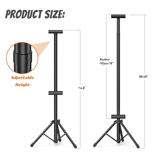 Netuaoo Poster Stand Banner Stand Poster Board Stand Foldable Floor Standing Sign Holder Adjustable Height Up to 88" Doubl...