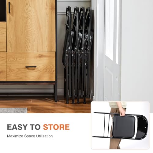 Sweetcrispy Folding Chair 12 Pack, Leather Padded Folding Chairs, Sturdy Metal Foldable Chairs, Easy to Use and Store, Out...