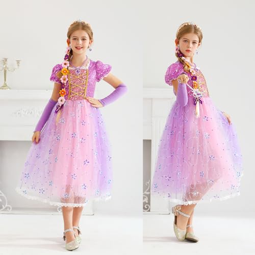 Purple Dress Princess Costume Girls Dress Up for Birthday Party Christmas Theme Outfit Accessory