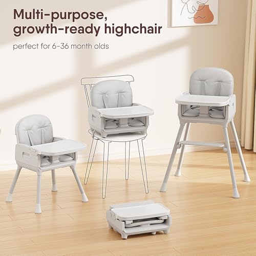 Obee Odee 3-in-1 Portable Baby High Chair for Babies and Toddlers, Convertible Easy Clean Infant Foldable Highchair with A...