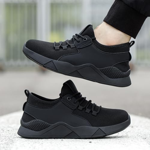 ulogu Waterproof Non Slip Shoes for Men Women Work Sneakers Food Service Water Resistant Slip on Walking Shoes Black