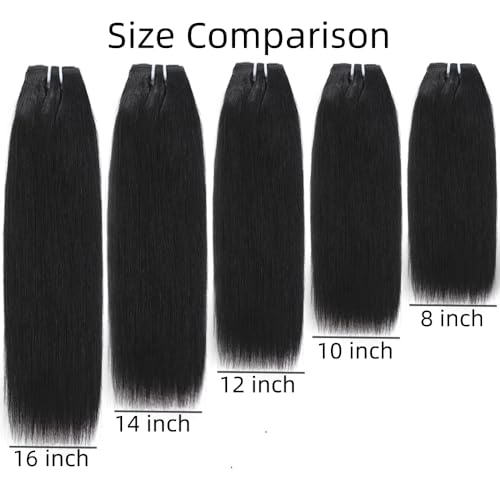 14 Inch Brazilian Straight Virgin Human Hair Extensions - 4 Bundles With Closure, 10A Unprocessed, 50g/Pcs, Natural Color (14 14 14 14 With 14 Closure)