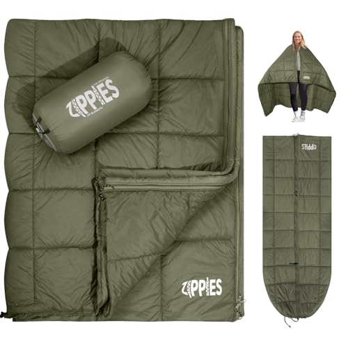 ZIPPIES 3M Thinsulate Insulation Puffy Camping Blanket for Cold Weather, Queen Size Warm Camping Quilt with Zipper, Waterp...