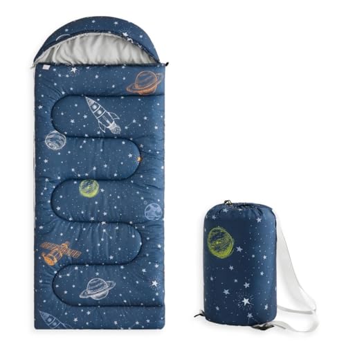 Wake In Cloud - Kids Sleeping Bag for Boys Toddlers, Camping in Warm Cold Weather, Backpacking Lightweight Compact Outdoor...