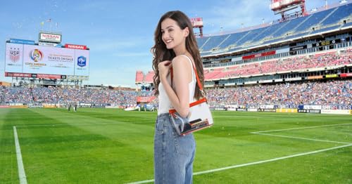 Y&R Direct 3-IN-1 Clear Zipper Crossbody Bag with Vegan Leather Trim Clear Purse for Stadium Festival Concert Gameday Gifts