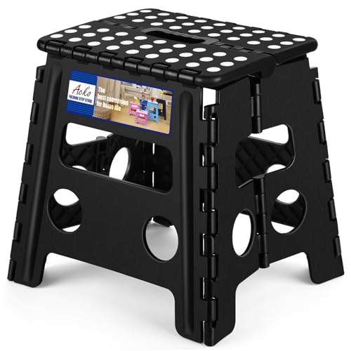 ACKO Folding Step Stool 13 inch Heavy Duty Plastic Foldable Step Stool for Kids and Adults, Small Collapsible Fold Up Step...