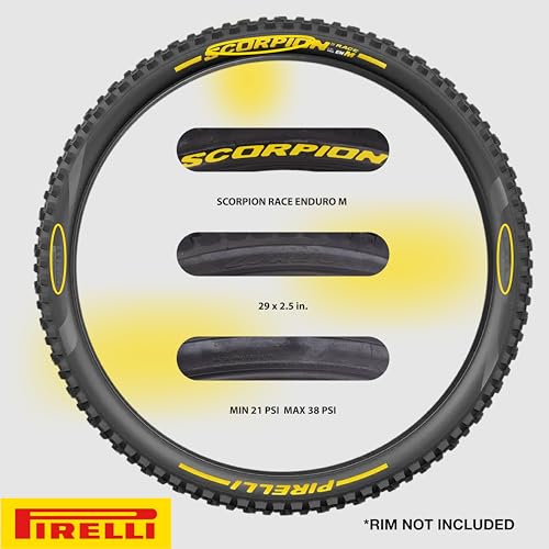 Pirelli Scorpion Race Enduro M Mountain Bicycle Tire (29" x 2.5) for Off-Road Adventures, Tubeless Ready, SmartEVO DH, DualWall, Black, 60 TPI
