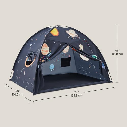Tiny Land Space Galaxy Bed Tent for Kids – Sleep Bed Canopy with 9 Planets Design, Easy-to-Install Indoor Kids Play Tent, ...