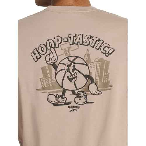 Reebok Men's Hooptastic Crewneck T-Shirt, Standard Fit, Lightweight Cotton-Poly Jersey Fabric