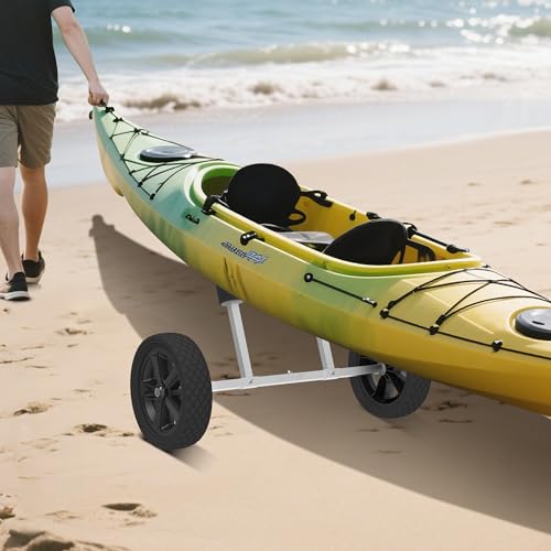 GanFindX Kayak Cart Canoe Trolley Carrier Kayak Accessories Transport Dolly with Solid Foam Wheels Detachable Frame Uprigh...