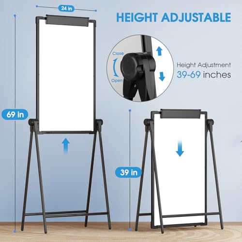 (Bundle of 2 Set)MaxGear Large White Board with Stands, 36" x 24" Big Easel Whiteboard Double Sided A-Style Stand Easel Dr...