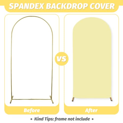 MODFUNS Light Yellow Arch Cover 7.2ft Spandex Arch Backdrop Cover Fitted Arch Stand Covers Stretchy Backdrop Covers Balloo...