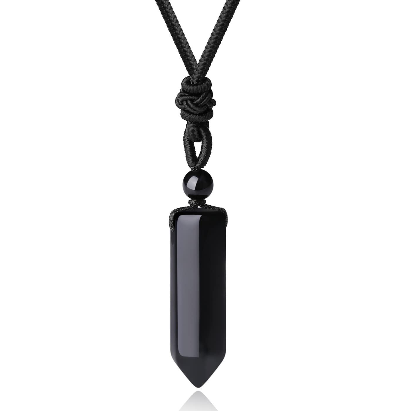 XIANNVXI Healing Crystal Necklace for Men Women Obsidian Pendant Necklae Natural Stone Adjustable Rope Hexagonal Point Gemstone