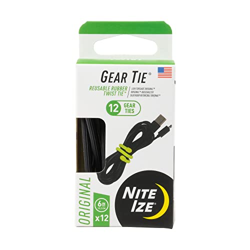 Nite Ize Original Gear Tie - 6-Inch Reusable Rubber Twist Tie - Reusable Gear Ties - Electric Cord Organizers - Twist Ties...