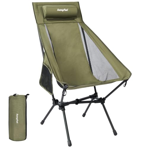 SUNNYFEEL High Back Camping Chair, 15 Second Setup Frame, 330lb Capacity, Portable Backpacking Chair, Lightweight & Compac...