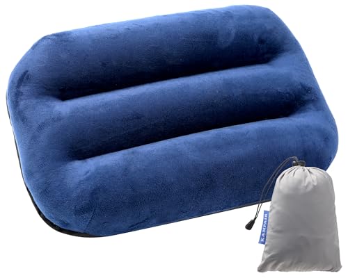 Kampair Ultralight Inflatable Camping Pillow for Sleeping – Soft Velvet Cover, Compact & Portable, Ergonomic Neck Support,...