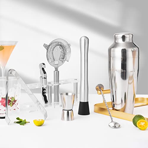 Btuqbu Cocktail Shaker Set with Arcylic Stand, Mixology Bartender Kit for Drink Mixing | Mixology Set with 7 Bar Set Tools...