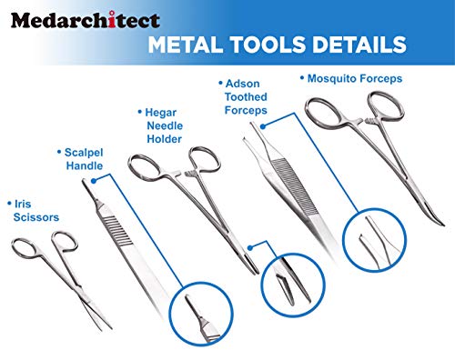 Medarchitect Suture Practice Complete Kit (30 Pieces) for Medical Student Suture Training, Include Upgrade Suture Pad with...