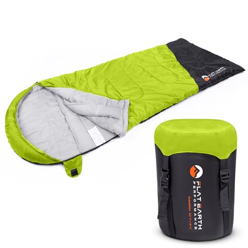 Flat Earth Performance Expedition Sleeping Bag with Compression Sack – 32°F/0°C for Teens/Adults Up to 6'2", Lightweight, ...