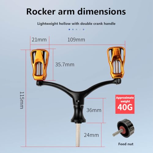 Aluminum Alloy Fishing Reel Double Rocker Arm Handle Grip, CNC High Strength Baitcasting Trolling Reel Rocker, Crank w/Hol...