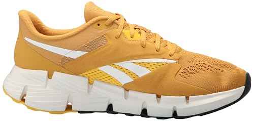Reebok Unisex Zig Dynamica 5 Running Shoes, Retro Gold/Classic Yellow/Chalk, Men Size's 11.5/ Women's Size 13