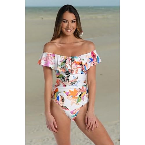 La Blanca Women's One Piece Swimsuit Off Shoulder Ruffle Bathing Suit