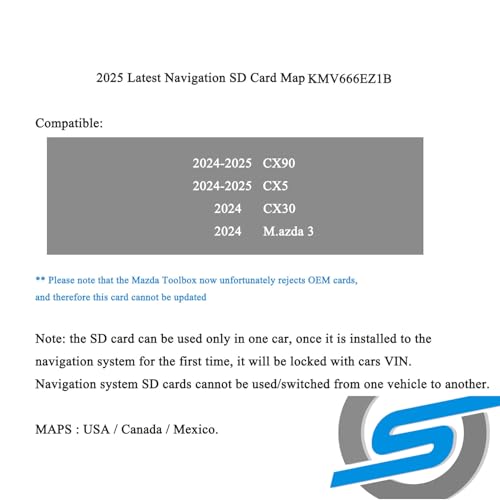 2025 Updated Navigation GPS SD Card Compatible with CX5 (2024-2025),CX90 (2024-2025),CX30/ 3 (2024),Maps US Mexico Canada