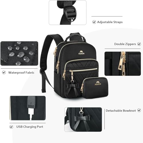 MATEIN Mini Backpack for Women, Waterproof Stylish Daypack Purse Shoulder Bag with USB Charging Port, Lightweight Small Ca...