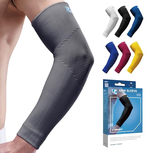 LP SUPPORT 668 Compression Arm Sleeve for Workouts, Sports & Weightlifting, Golf and Tennis Elbow Pain relief for Men & Women